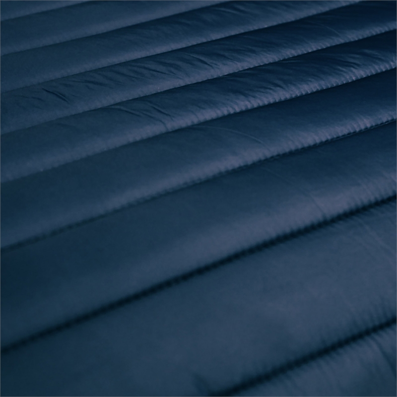 Benjara Cabe 3 PC Queen Comforter Set- Polyester Puffer Channel Quilt- Navy Blue