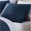 Benjara Cabe 3 PC Queen Comforter Set- Polyester Puffer Channel Quilt- Navy Blue
