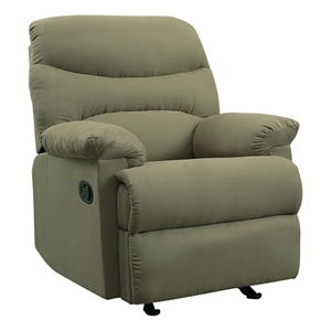 Benjara Deby 35&quot Modern Recliner- Foam Cushioned Seat- Microfiber- Sage Green
