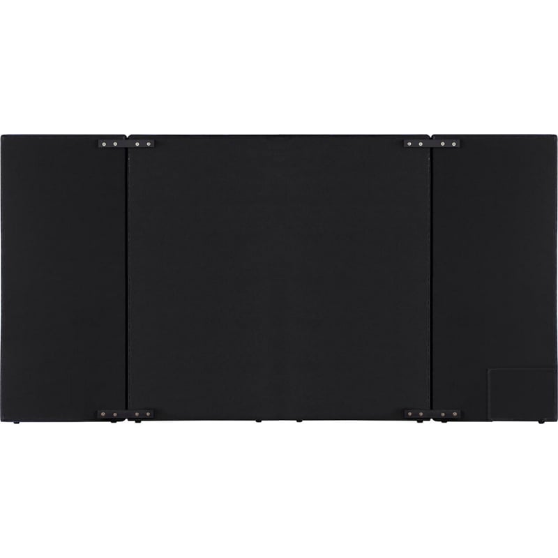 Benjara Cleo Queen Bed- Velvet- XL 3 Panel Tall Headboard- Crystal Tufted- Black