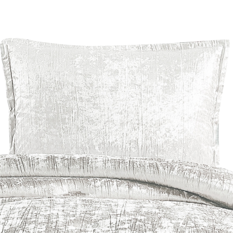 Benjara Jay 2 Piece Twin Comforter Set- Polyester Velvet Deluxe Texture- White
