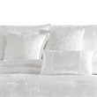 Benjara Jay 7 Piece Queen Comforter Set- White Polyester Velvet Deluxe Texture