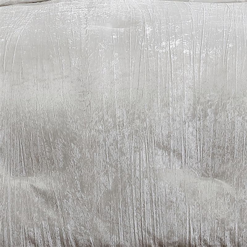 Benjara Jay 7 Piece Queen Comforter Set- White Polyester Velvet Deluxe Texture