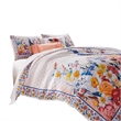 Benjara Tess Microfiber 3 Piece Full Quilt Set- Peacock- Floral Print-Multicolor
