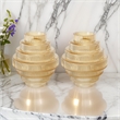 Benjara Rae Set of 2 Glass Vases- Geometric Round- Amber Yellow and Clear Finish