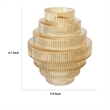 Benjara Rae Set of 2 Glass Vases- Geometric Round- Amber Yellow and Clear Finish