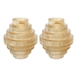 Benjara Rae Set of 2 Glass Vases- Geometric Round- Amber Yellow and Clear Finish