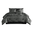 Benjara Jay 7 Piece Queen Comforter Set- Polyester Velvet Deluxe Texture- Gray