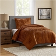 Benjara Jay 2 Piece Twin Comforter Set- Copper Polyester Velvet Deluxe Texture