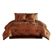 Benjara Jay 7 Piece King Comforter Set- Copper Polyester Velvet Deluxe Texture