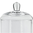 Benjara Set of 2 Large Glass Serving Platters with Dome and Finial Handle- Clear