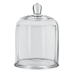 Benjara Set of 2 Large Glass Serving Platters with Dome and Finial Handle- Clear
