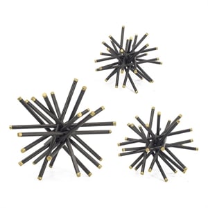 Benjara 11- 8- 6&quot Table Top Decorative Abstract Statuettes Set of 3- Black Gold