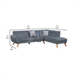 Benjara Lynn 2 PC L Shape Sectional Sofa- Chaise- Vertical Tufted Velvet- Gray