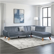 Benjara Lynn 2 PC L Shape Sectional Sofa- Chaise- Vertical Tufted Velvet- Gray