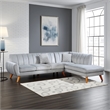 Benjara Lynn 2 PC Sectional Sofa Set- Chaise Lounger- Tufted Velvet- Light Gray