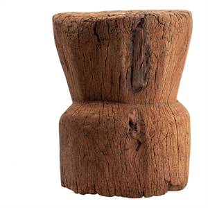 Benjara 14&quot Stool Table- Rustic Style- Tree Log Design- Distressed Wood Brown