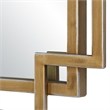 Benjara 22 x 34 Rectangular Accent Mirror with 2 Overlapping Frames-Brushed Gold