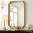 Benjara 22 x 34 Rectangular Accent Mirror with 2 Overlapping Frames-Brushed Gold