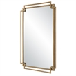 Benjara 22 x 34 Rectangular Accent Mirror with 2 Overlapping Frames-Brushed Gold