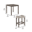 Benjara Dana 5 Piece Counter Height Table Set- Deep Tufted Stools- Brown- Beige