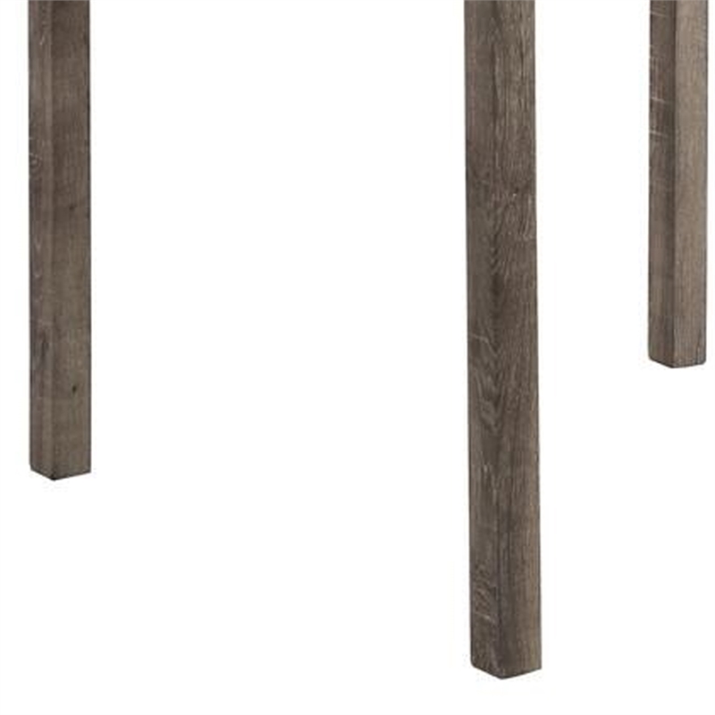 Benjara Dana 5 Piece Counter Height Table Set- Deep Tufted Stools- Brown- Beige