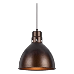Benjara Nico 10&quot Modern Pendent Light- Rust Brown Metal Shade- Clean SIlhouette