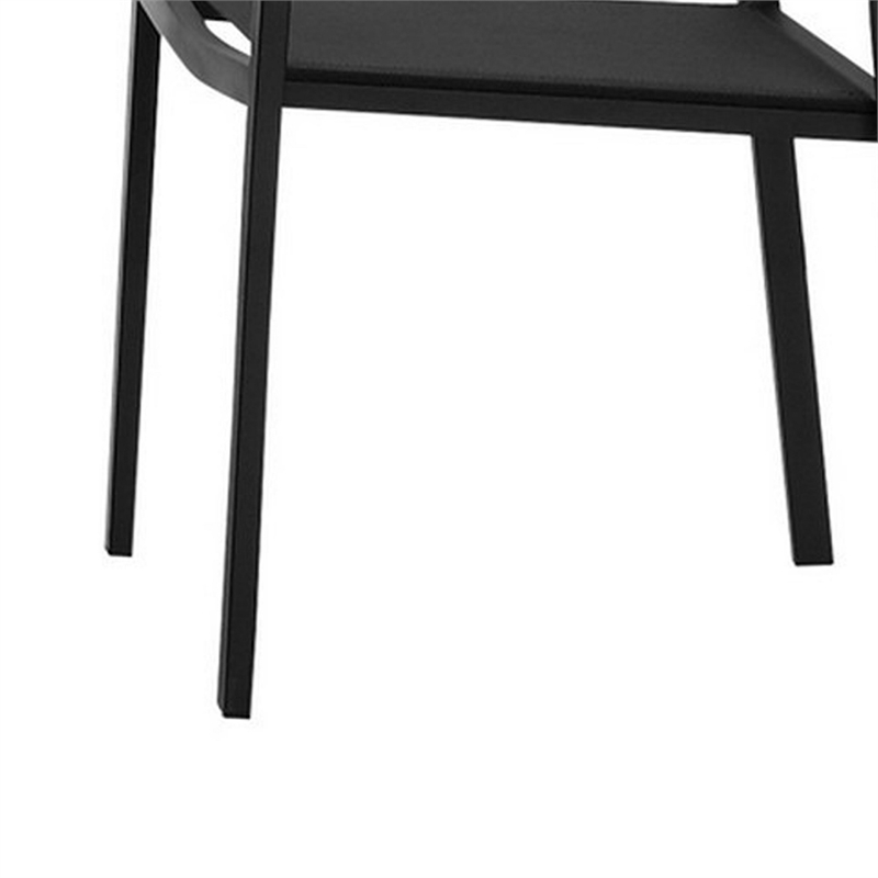 Benjara Fifi 7 PC Dining Table Set- Black Metal Frames- Smooth Textilene Fabric