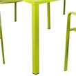 Benjara Meta 7 Piece Outdoor Dining Table- Chairs Set- Green- Plank Seat & Backs