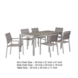 Benjara Fifi 7 PC Dining Table Set- Gray Metal Frames- Smooth Textilene Fabric
