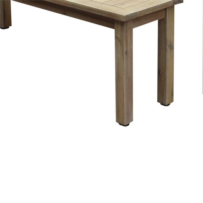 Benjara Felix 3 PC Modern Dining Set- Natural Brown Acacia Wood Frame- 6 Seater