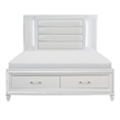 Benjara Delcy Queen Platform Bed-LED Headboard-2 Drawer Footboard-Mirror-White