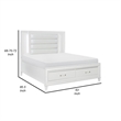 Benjara Delcy Queen Platform Bed-LED Headboard-2 Drawer Footboard-Mirror-White