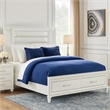 Benjara Delcy Queen Platform Bed-LED Headboard-2 Drawer Footboard-Mirror-White