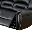 Benjara Qox Power Reclining Sectional Sofa Set- USB Port- Bonded Leather- Black