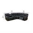 Benjara Qox Power Reclining Sectional Sofa Set- USB Port- Bonded Leather- Black