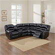 Benjara Qox Power Reclining Sectional Sofa Set- USB Port- Bonded Leather- Black