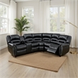 Benjara Qox Power Reclining Sectional Sofa Set- USB Port- Bonded Leather- Black