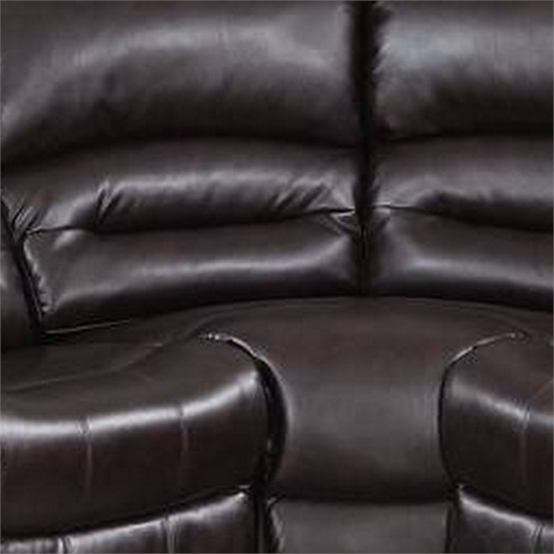 Benjara Qox Power Reclining Sectional Sofa Set- USB Port- Bonded Leather- Brown