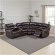 Benjara Qox Power Reclining Sectional Sofa Set- USB Port- Bonded Leather- Brown