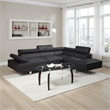 Benjara Cree 2 PC Modern Sectional Sofa with Chaise- Adjustable Headrests- Black