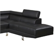 Benjara Cree 2 PC Modern Sectional Sofa with Chaise- Adjustable Headrests- Black
