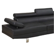 Benjara Cree 2 PC Modern Sectional Sofa with Chaise- Adjustable Headrests- Black