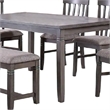 Benjara 6 Piece Dining Set with Table- 4 Chairs & Bench- Wood Frame- Gray Fabric