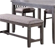 Benjara 6 Piece Dining Set with Table- 4 Chairs & Bench- Wood Frame- Gray Fabric
