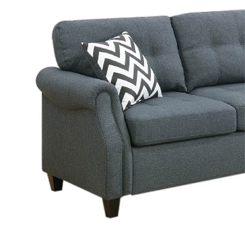 Benjara Modern 2 PC Sofa Set- Loveseat & Pillows- USB Console- Cupholder- Gray