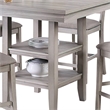 Benjara 5 Piece Counter Height Dining Set- Table & 4 Chairs- Padded Seats- Gray