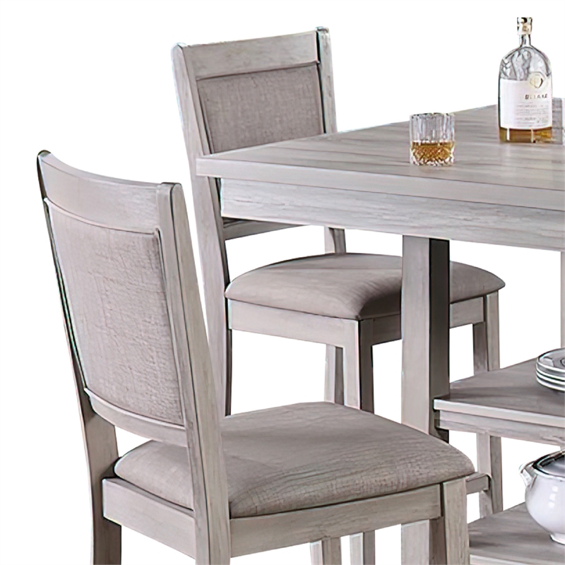 Benjara 5 Piece Counter Height Dining Set- Table & 4 Chairs- Padded Seats- Gray