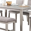 Benjara Modern 6 PC Dining Set with Table- 4 Chairs & Bench- Plush Seats- Gray