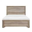 Benjara Contemporary Queen Bed- Rustic Wood Panel Headboard- Natural Brown